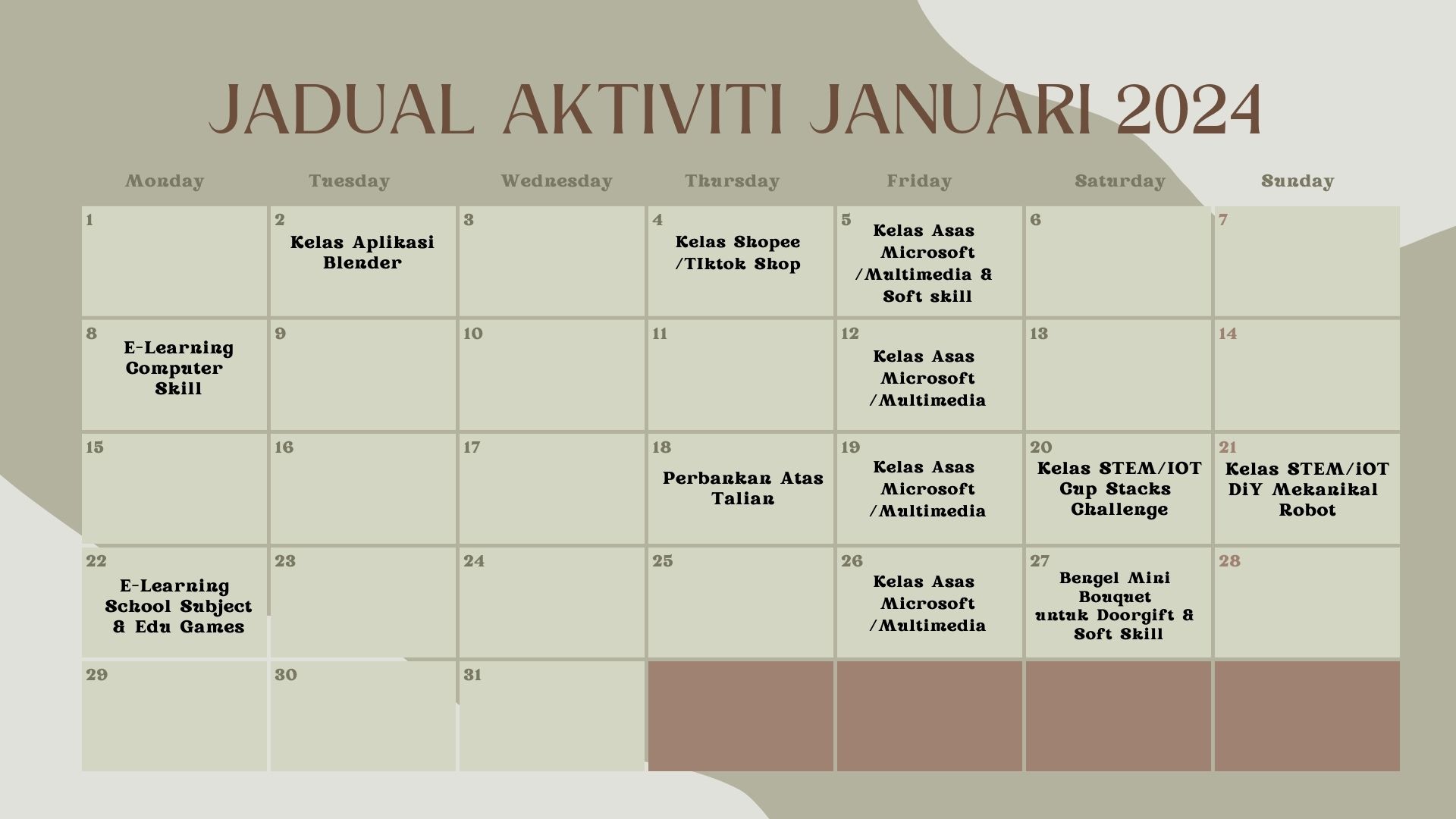 JADUAL AKTIVITI Januari 2024